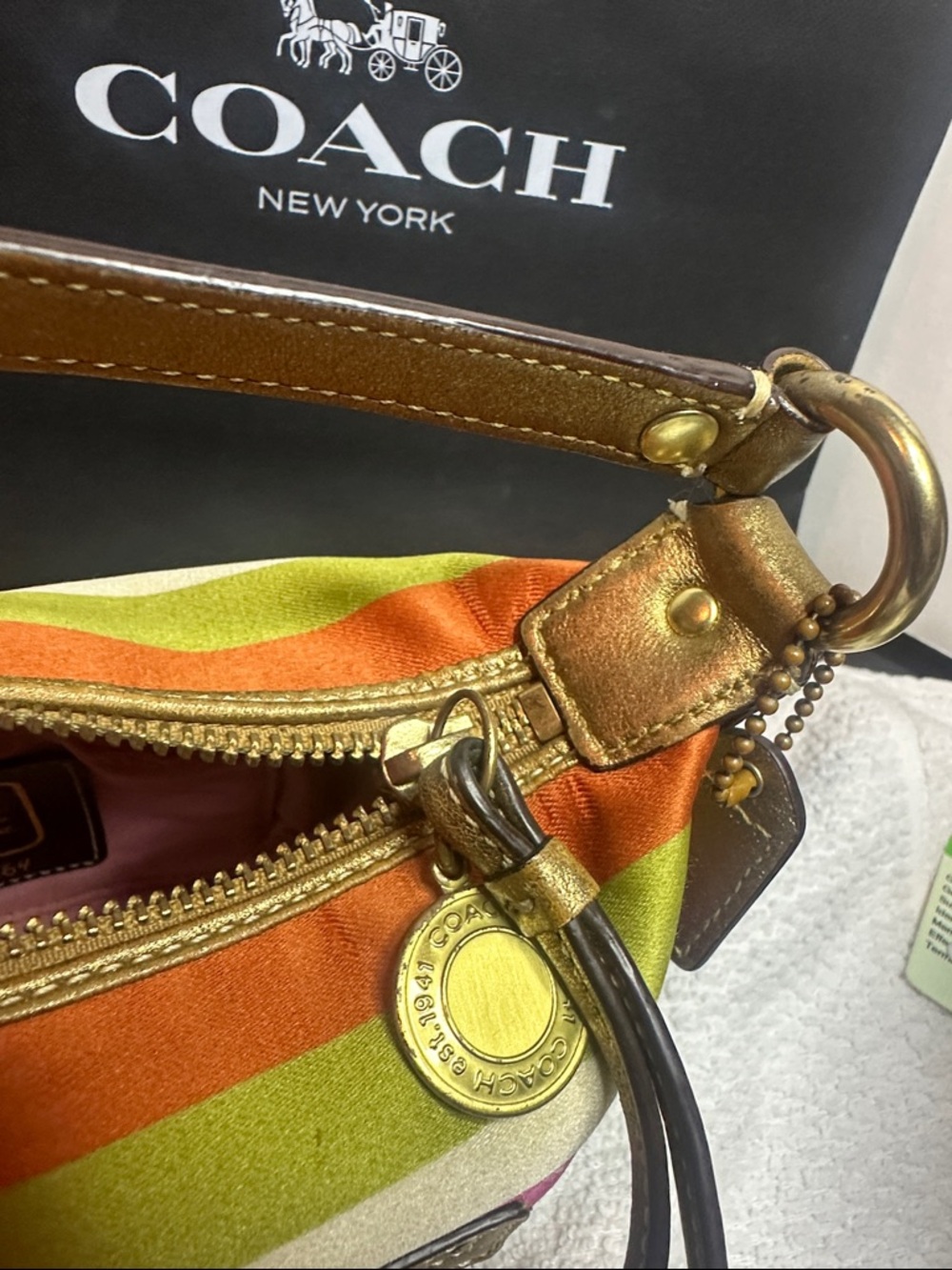 New Listing Coach legacy Striped kiss lock Mini Shoulder Bag in Pink, Green, etc - Picture 5 of 9